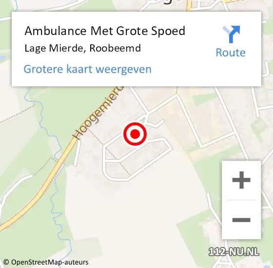 Locatie op kaart van de 112 melding: Ambulance Met Grote Spoed Naar Lage Mierde, Roobeemd op 17 april 2016 15:15