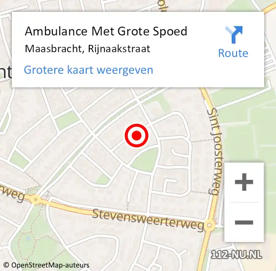Locatie op kaart van de 112 melding: Ambulance Met Grote Spoed Naar Maasbracht, Rijnaakstraat op 18 april 2016 06:09