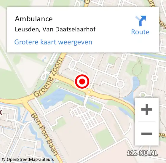 Locatie op kaart van de 112 melding: Ambulance Leusden, Van Daatselaarhof op 18 april 2016 09:05