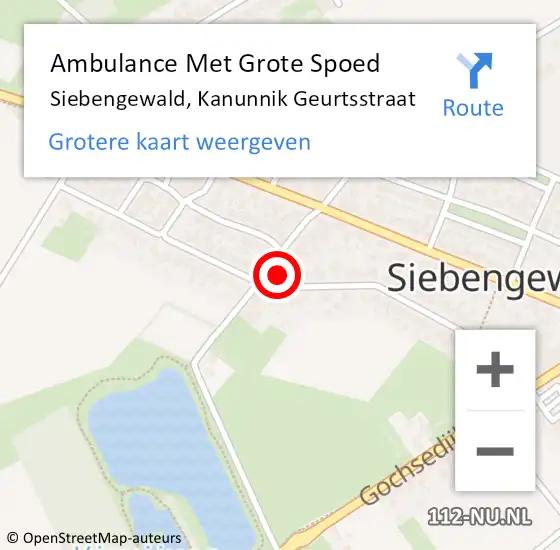 Locatie op kaart van de 112 melding: Ambulance Met Grote Spoed Naar Siebengewald, Kanunnik Geurtsstraat op 12 december 2013 10:35