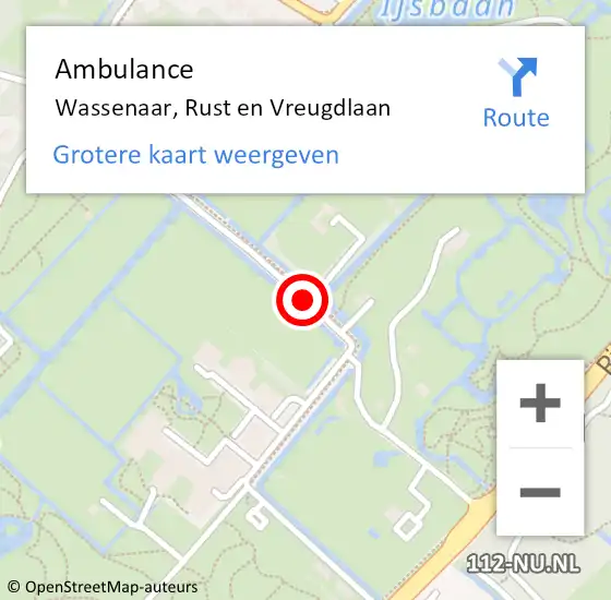 Locatie op kaart van de 112 melding: Ambulance Wassenaar, Rust en Vreugdlaan op 18 april 2016 18:20