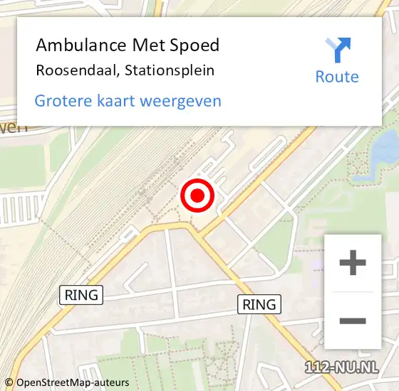 Locatie op kaart van de 112 melding: Ambulance Met Spoed Naar Roosendaal, Stationsplein op 18 april 2016 18:39