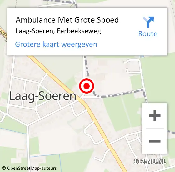 Locatie op kaart van de 112 melding: Ambulance Met Grote Spoed Naar Laag-Soeren, Eerbeekseweg op 12 december 2013 10:58
