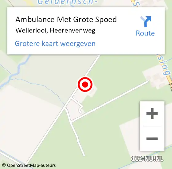 Locatie op kaart van de 112 melding: Ambulance Met Grote Spoed Naar Wellerlooi, Heerenvenweg op 19 april 2016 02:29