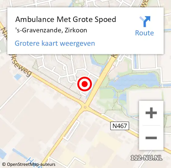 Locatie op kaart van de 112 melding: Ambulance Met Grote Spoed Naar 's-Gravenzande, Zirkoon op 19 april 2016 11:25