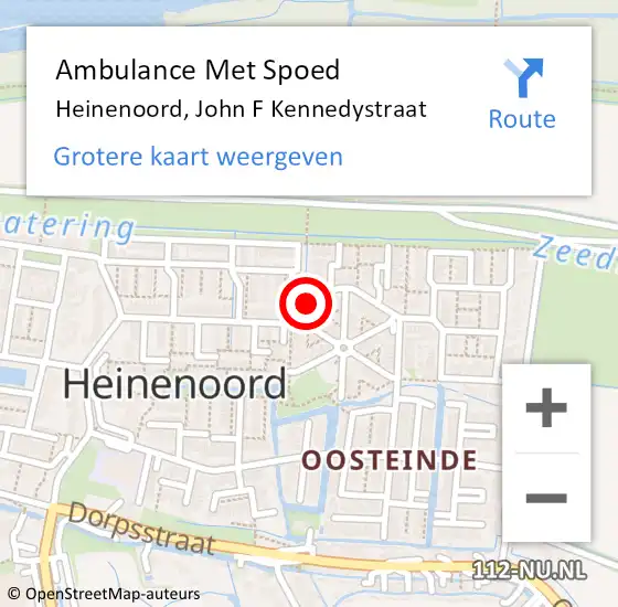Locatie op kaart van de 112 melding: Ambulance Met Spoed Naar Heinenoord, Kennedystraat op 19 april 2016 18:11