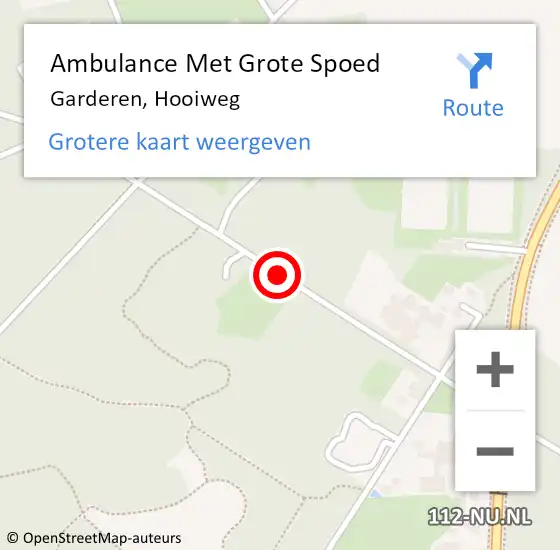 Locatie op kaart van de 112 melding: Ambulance Met Grote Spoed Naar Garderen, Hooiweg op 20 april 2016 12:24