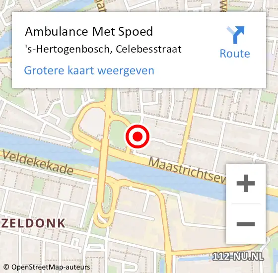 Locatie op kaart van de 112 melding: Ambulance Met Spoed Naar 's-Hertogenbosch, Celebesstraat op 20 april 2016 15:22