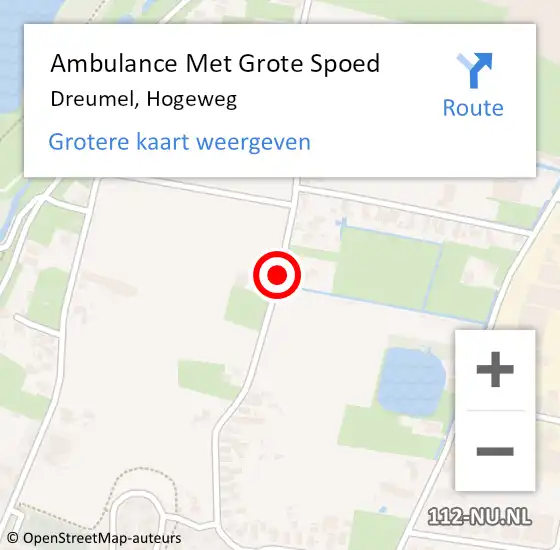 Locatie op kaart van de 112 melding: Ambulance Met Grote Spoed Naar Dreumel, Hogeweg op 20 april 2016 19:54