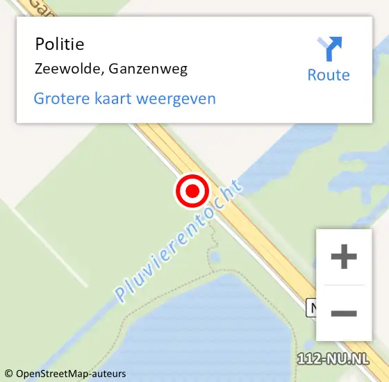 Locatie op kaart van de 112 melding: Politie Zeewolde, Ganzenweg op 21 april 2016 10:41