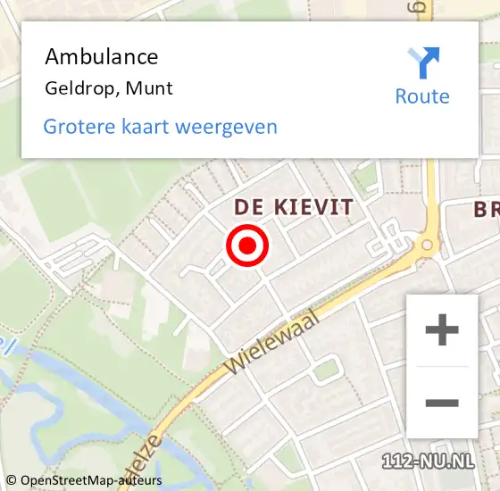 Locatie op kaart van de 112 melding: Ambulance Geldrop, Munt op 21 april 2016 13:53