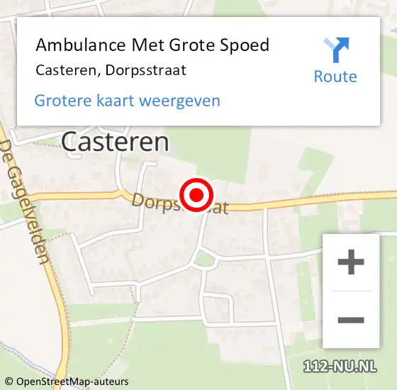Locatie op kaart van de 112 melding: Ambulance Met Grote Spoed Naar Casteren, Dorpsstraat op 21 april 2016 16:18