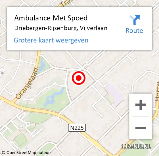 Locatie op kaart van de 112 melding: Ambulance Met Spoed Naar Driebergen-Rijsenburg, Vijverlaan op 22 april 2016 15:40