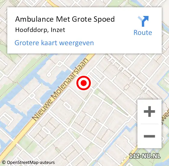 Locatie op kaart van de 112 melding: Ambulance Met Grote Spoed Naar Hoofddorp, Inzet op 23 april 2016 00:01