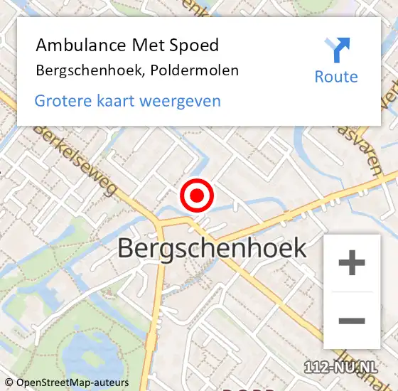 Locatie op kaart van de 112 melding: Ambulance Met Spoed Naar Bergschenhoek, Poldermolen op 23 april 2016 06:50