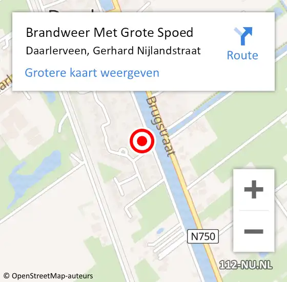 Locatie op kaart van de 112 melding: Brandweer Met Grote Spoed Naar Daarlerveen, Gerhard Nijlandstraat op 23 april 2016 20:46
