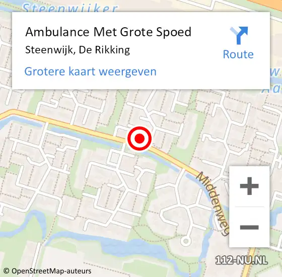 Locatie op kaart van de 112 melding: Ambulance Met Grote Spoed Naar Steenwijk, De Rikking op 24 april 2016 12:56