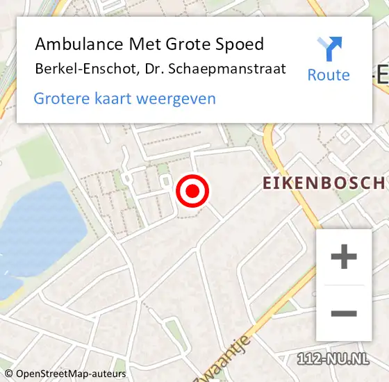 Locatie op kaart van de 112 melding: Ambulance Met Grote Spoed Naar Berkel-Enschot, Dr. Schaepmanstraat op 12 december 2013 21:55
