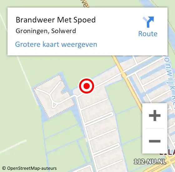 Locatie op kaart van de 112 melding: Brandweer Met Spoed Naar Groningen, Solwerd op 25 april 2016 10:51