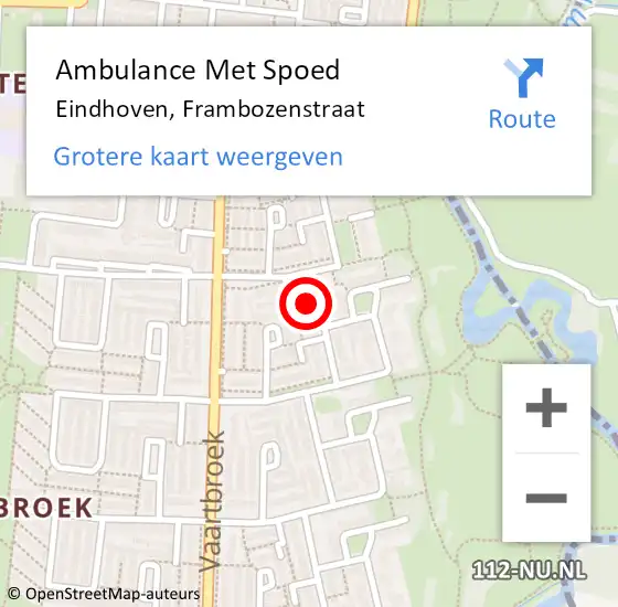 Locatie op kaart van de 112 melding: Ambulance Met Spoed Naar Eindhoven, Frambozenstraat op 25 april 2016 11:22