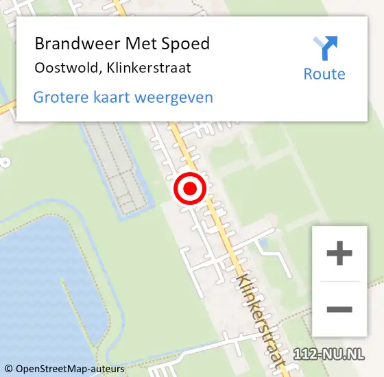 Locatie op kaart van de 112 melding: Brandweer Met Spoed Naar Oostwold, Klinkerstraat op 25 april 2016 14:12