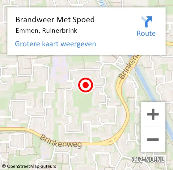 Locatie op kaart van de 112 melding: Brandweer Met Spoed Naar Emmen, Ruinerbrink op 25 april 2016 18:26