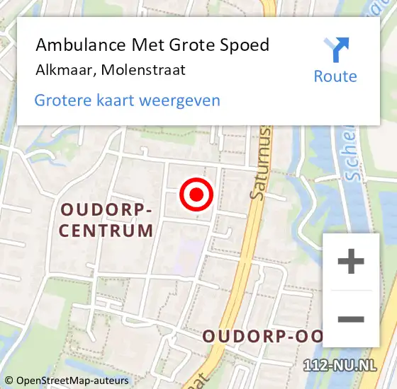 Locatie op kaart van de 112 melding: Ambulance Met Grote Spoed Naar Alkmaar, Molenstraat op 25 april 2016 21:16