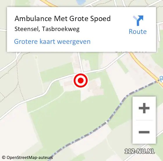 Locatie op kaart van de 112 melding: Ambulance Met Grote Spoed Naar Steensel, Tasbroekweg op 26 april 2016 05:31