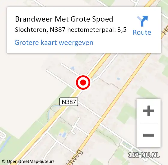 Locatie op kaart van de 112 melding: Brandweer Met Grote Spoed Naar Slochteren, N387 hectometerpaal: 3,3 op 26 april 2016 16:33
