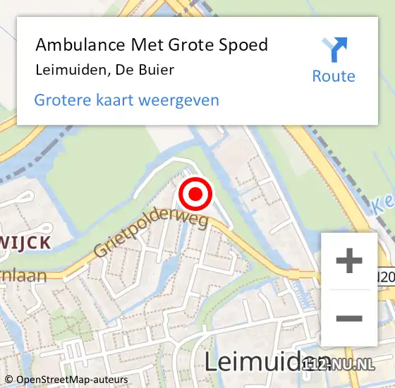 Locatie op kaart van de 112 melding: Ambulance Met Grote Spoed Naar Leimuiden, De Buier op 26 april 2016 20:54