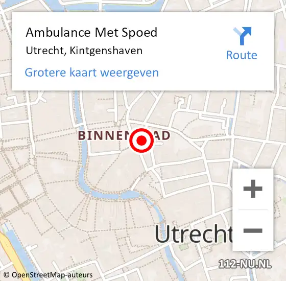 Locatie op kaart van de 112 melding: Ambulance Met Spoed Naar Utrecht, Kintgenshaven op 27 april 2016 01:32