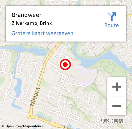 Locatie op kaart van de 112 melding: Brandweer Zilverkamp, Brink op 13 december 2013 08:48
