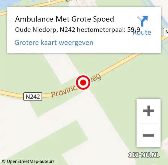 Locatie op kaart van de 112 melding: Ambulance Met Grote Spoed Naar Oude Niedorp, N242 hectometerpaal: 59,9 op 27 april 2016 15:22