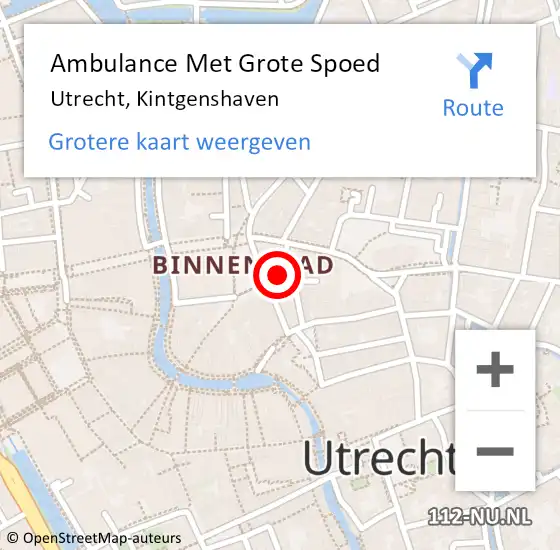 Locatie op kaart van de 112 melding: Ambulance Met Grote Spoed Naar Utrecht, Kintgenshaven op 27 april 2016 18:44