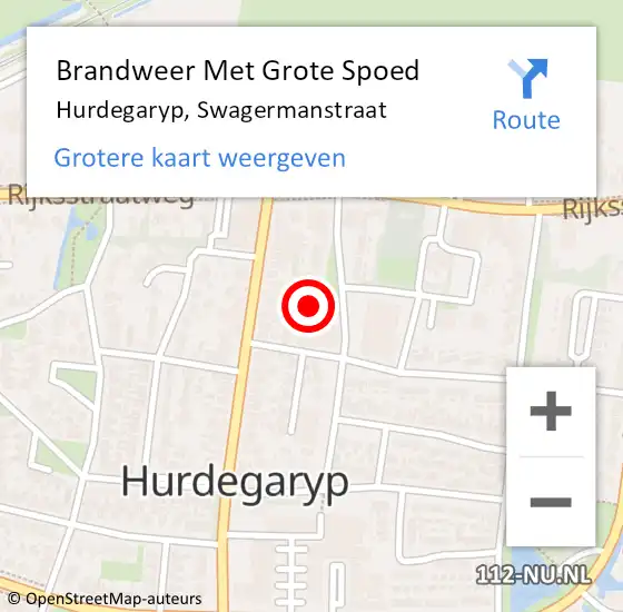 Locatie op kaart van de 112 melding: Brandweer Met Grote Spoed Naar Hurdegaryp, Swagermanstraat op 27 april 2016 19:40