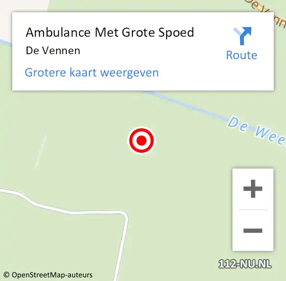 Locatie op kaart van de 112 melding: Ambulance Met Grote Spoed Naar De Vennen op 27 april 2016 20:36
