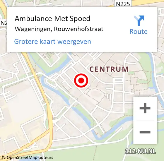 Locatie op kaart van de 112 melding: Ambulance Met Spoed Naar Wageningen, Rouwenhofstraat op 28 april 2016 01:09
