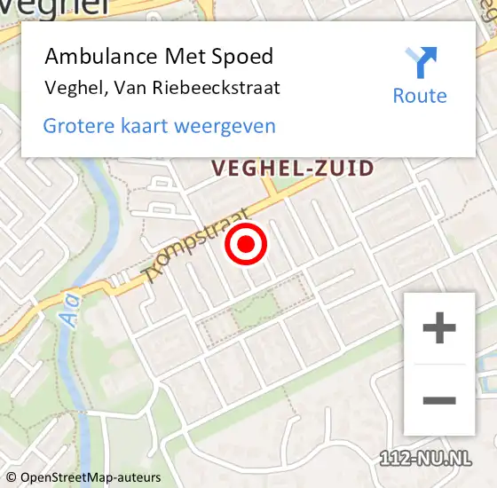 Locatie op kaart van de 112 melding: Ambulance Met Spoed Naar Veghel, Van Riebeeckstraat op 28 april 2016 10:46