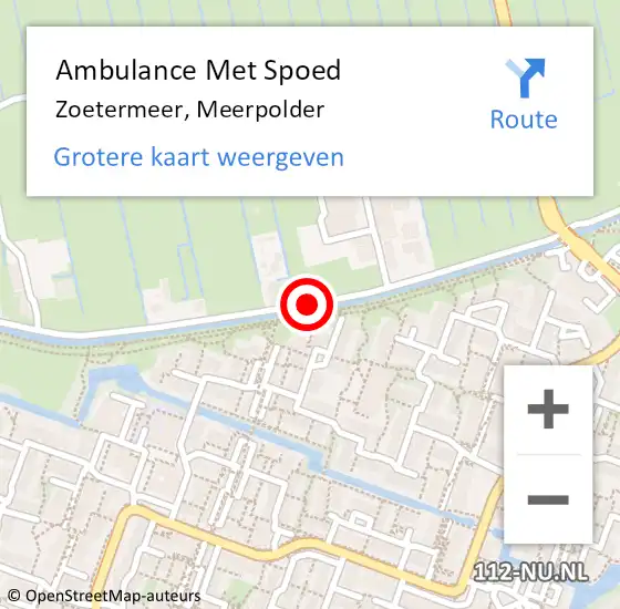 Locatie op kaart van de 112 melding: Ambulance Met Spoed Naar Zoetermeer, Meerpolder op 28 april 2016 11:07
