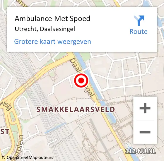 Locatie op kaart van de 112 melding: Ambulance Met Spoed Naar Utrecht, Daalsesingel op 28 april 2016 16:57