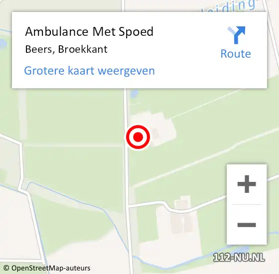 Locatie op kaart van de 112 melding: Ambulance Met Spoed Naar Beers, Broekkant op 28 april 2016 21:10