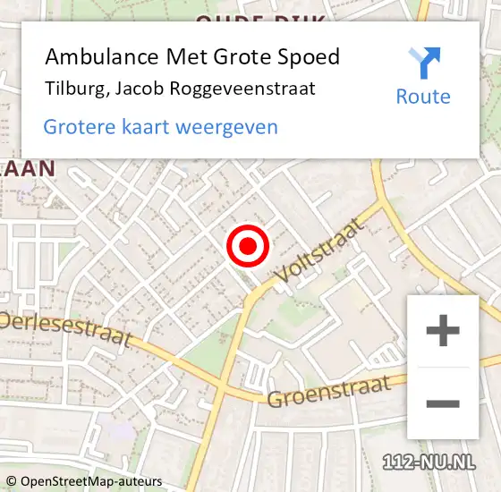 Locatie op kaart van de 112 melding: Ambulance Met Grote Spoed Naar Tilburg, Jacob Roggeveenstraat op 29 april 2016 06:00