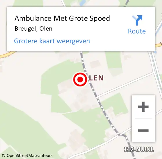 Locatie op kaart van de 112 melding: Ambulance Met Grote Spoed Naar Breugel, Olen op 29 april 2016 09:22