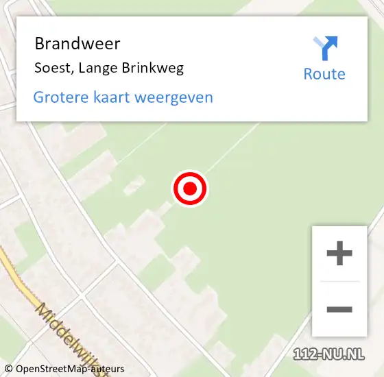 Locatie op kaart van de 112 melding: Brandweer Soest, Lange Brinkweg op 13 december 2013 11:43