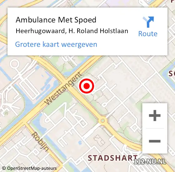 Locatie op kaart van de 112 melding: Ambulance Met Spoed Naar Heerhugowaard, H. Roland Holstlaan op 29 april 2016 20:03