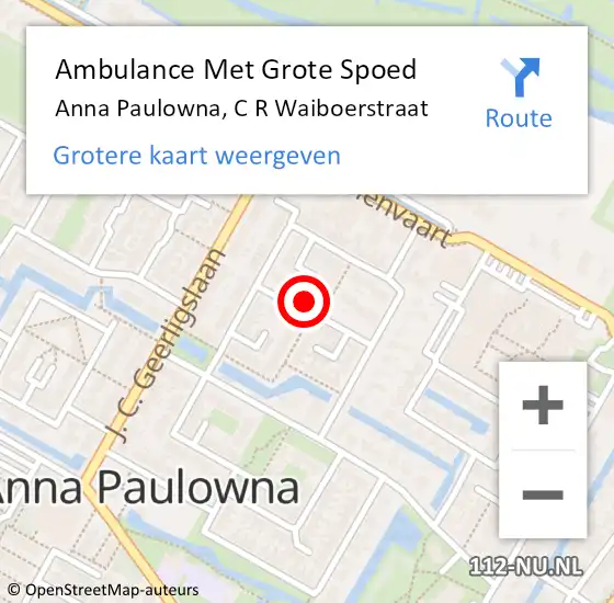 Locatie op kaart van de 112 melding: Ambulance Met Grote Spoed Naar Anna Paulowna, C R Waiboerstraat op 30 april 2016 15:24