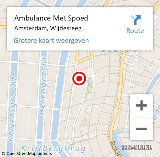Locatie op kaart van de 112 melding: Ambulance Met Spoed Naar Amsterdam, Wijdesteeg op 30 april 2016 16:45