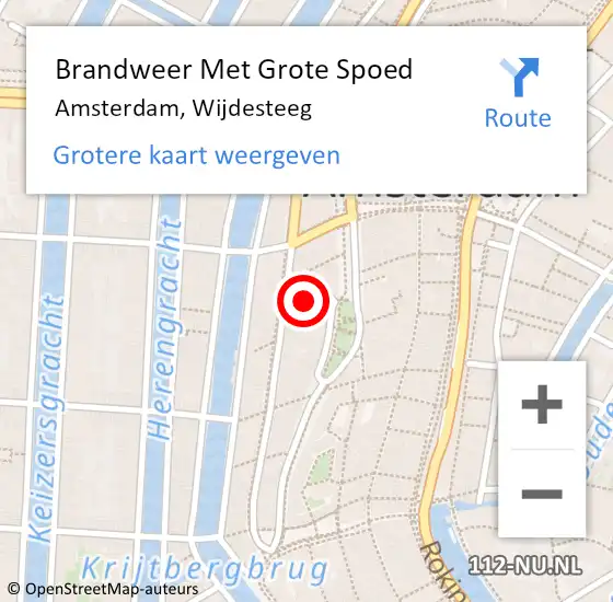 Locatie op kaart van de 112 melding: Brandweer Met Grote Spoed Naar Amsterdam, Wijdesteeg op 30 april 2016 16:47
