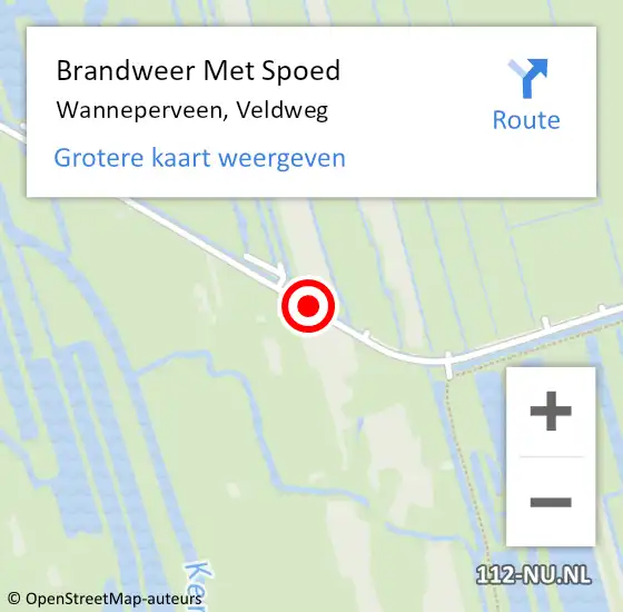 Locatie op kaart van de 112 melding: Brandweer Met Spoed Naar Wanneperveen, Veldweg op 30 april 2016 20:24
