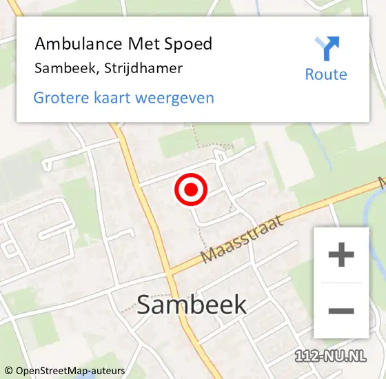 Locatie op kaart van de 112 melding: Ambulance Met Spoed Naar Sambeek, Strijdhamer op 30 april 2016 23:25